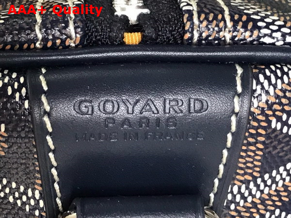 Goyard Boston 50 Bag in Navy Blue Goyardine Canvas and Cervon Calfskin Replica