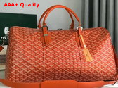 Goyard Boston 50 Bag in Orange Goyardine Canvas and Cervon Calfskin Replica