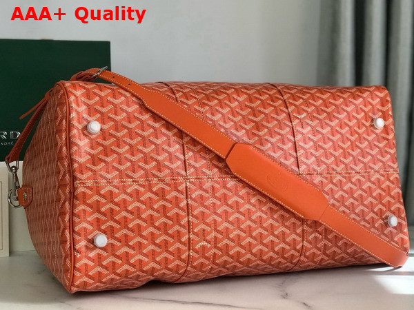 Goyard Boston 50 Bag in Orange Goyardine Canvas and Cervon Calfskin Replica