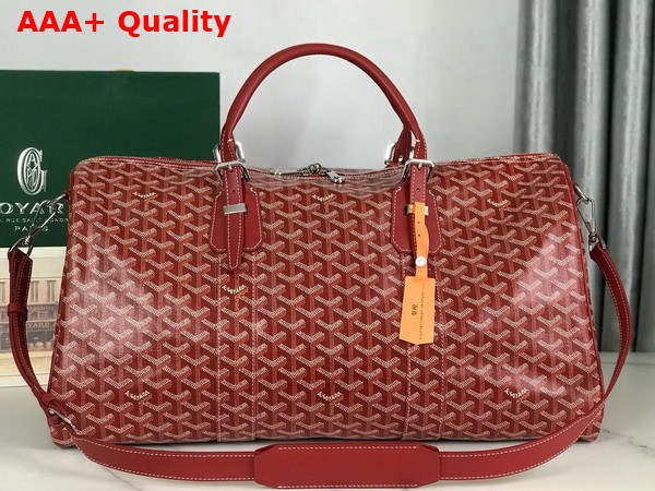 Goyard Boston 50 Bag in Red Goyardine Canvas and Cervon Calfskin Replica