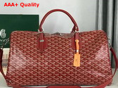 Goyard Boston 50 Bag in Red Goyardine Canvas and Cervon Calfskin Replica