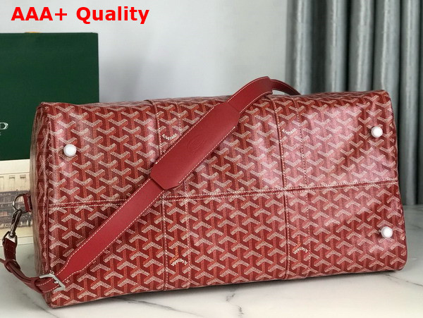 Goyard Boston 50 Bag in Red Goyardine Canvas and Cervon Calfskin Replica