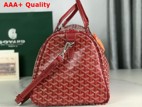 Goyard Boston 50 Bag in Red Goyardine Canvas and Cervon Calfskin Replica