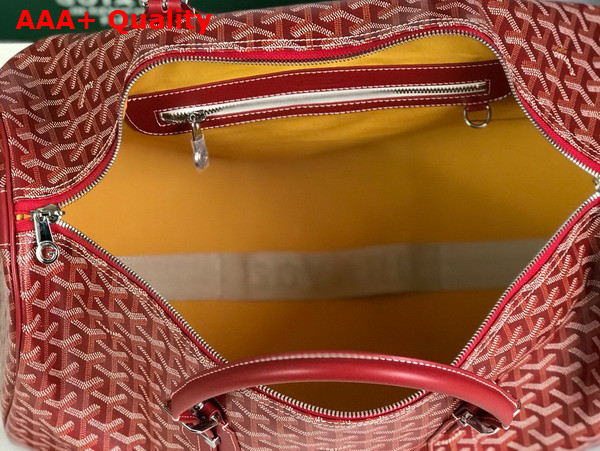 Goyard Boston 50 Bag in Red Goyardine Canvas and Cervon Calfskin Replica