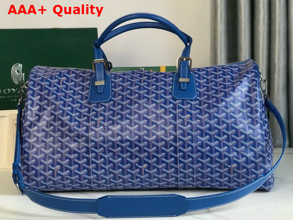 Goyard Boston 50 Bag in Sky Blue Goyardine Canvas and Cervon Calfskin Replica