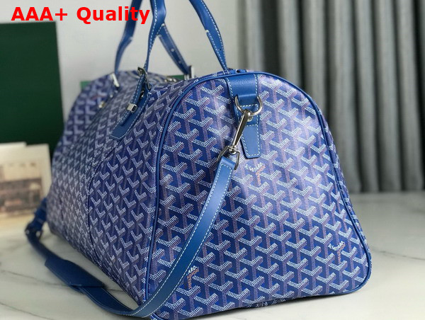 Goyard Boston 50 Bag in Sky Blue Goyardine Canvas and Cervon Calfskin Replica