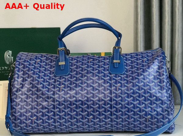 Goyard Boston 50 Bag in Sky Blue Goyardine Canvas and Cervon Calfskin Replica