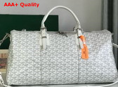 Goyard Boston 50 Bag in White Goyardine Canvas and Cervon Calfskin Replica