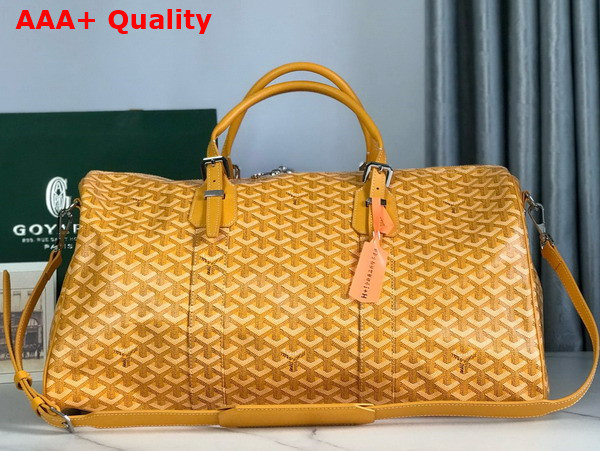 Goyard Boston 50 Bag in Yellow Goyardine Canvas and Cervon Calfskin Replica