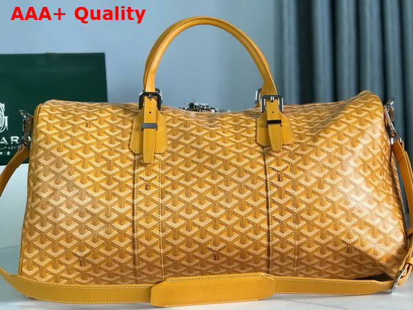 Goyard Boston 50 Bag in Yellow Goyardine Canvas and Cervon Calfskin Replica