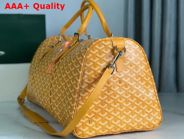 Goyard Boston 50 Bag in Yellow Goyardine Canvas and Cervon Calfskin Replica