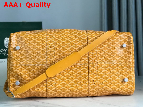 Goyard Boston 50 Bag in Yellow Goyardine Canvas and Cervon Calfskin Replica