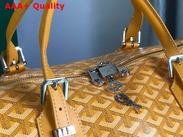 Goyard Boston 50 Bag in Yellow Goyardine Canvas and Cervon Calfskin Replica