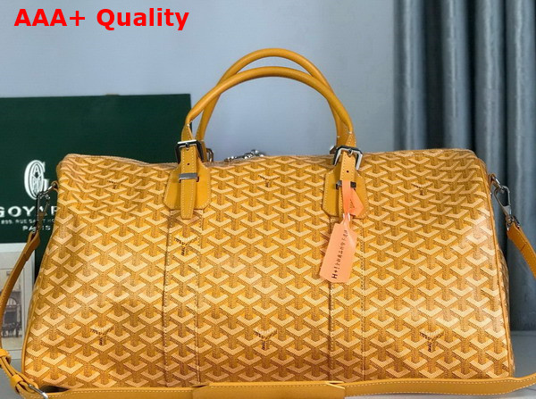 Goyard Boston 50 Bag in Yellow Goyardine Canvas and Cervon Calfskin Replica