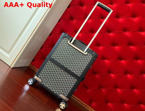 Goyard Bourget PM Trolley Case in Black Goyardine Canvas and Clamecy Cowhide Replica