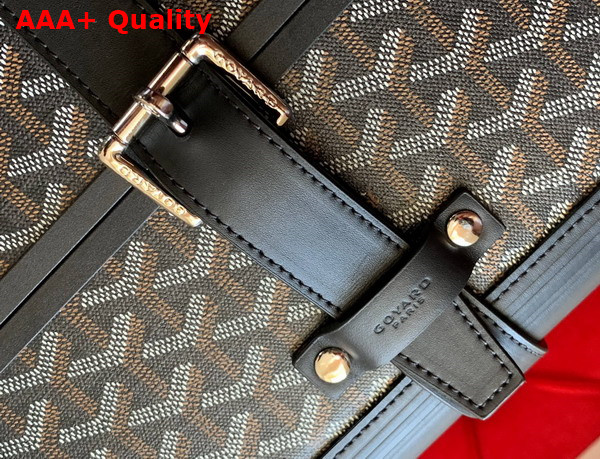 Goyard Bourget PM Trolley Case in Black Goyardine Canvas and Clamecy Cowhide Replica