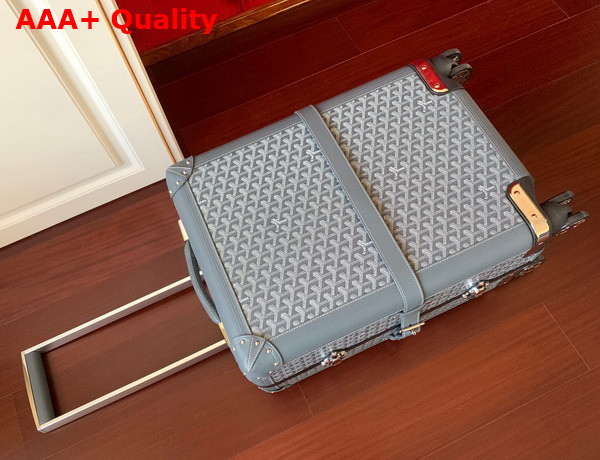 Goyard Bourget PM Trolley Case in Gray Goyardine Canvas and Clamecy Cowhide Replica