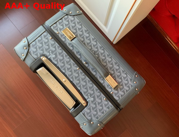 Goyard Bourget PM Trolley Case in Gray Goyardine Canvas and Clamecy Cowhide Replica