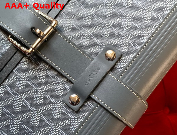 Goyard Bourget PM Trolley Case in Gray Goyardine Canvas and Clamecy Cowhide Replica