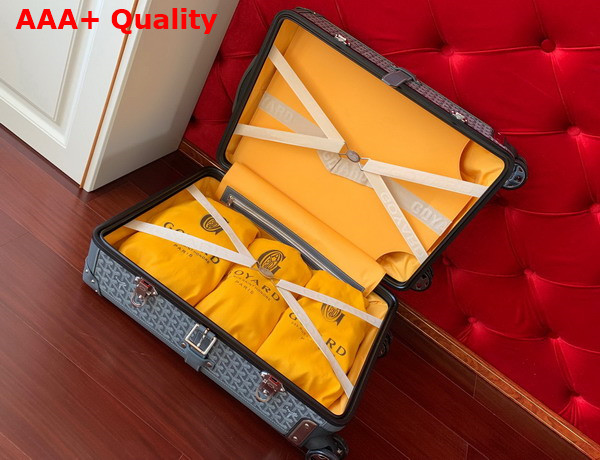 Goyard Bourget PM Trolley Case in Gray Goyardine Canvas and Clamecy Cowhide Replica