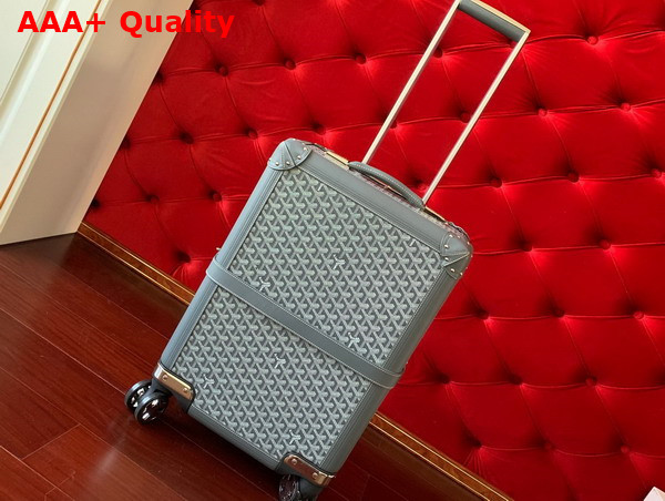 Goyard Bourget PM Trolley Case in Gray Goyardine Canvas and Clamecy Cowhide Replica