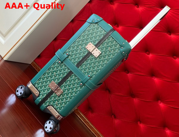 Goyard Bourget PM Trolley Case in Green Goyardine Canvas and Clamecy Cowhide Replica