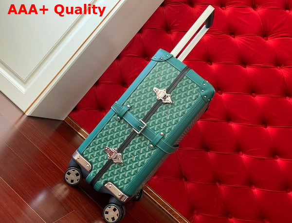 Goyard Bourget PM Trolley Case in Green Goyardine Canvas and Clamecy Cowhide Replica