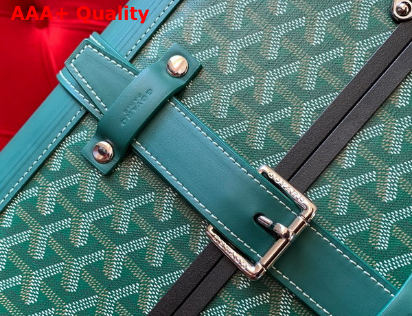 Goyard Bourget PM Trolley Case in Green Goyardine Canvas and Clamecy Cowhide Replica