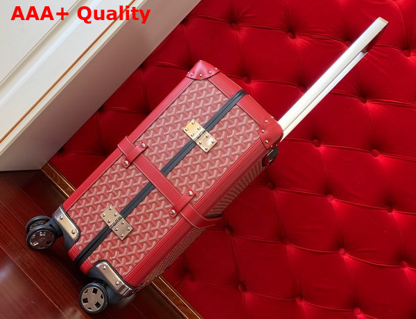 Goyard Bourget PM Trolley Case in Red Goyardine Canvas and Clamecy Cowhide Replica