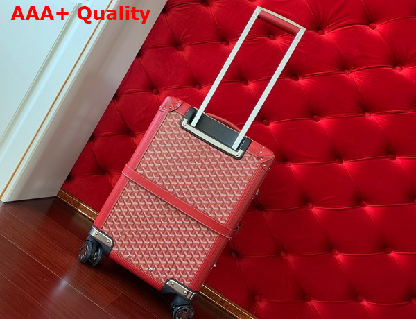 Goyard Bourget PM Trolley Case in Red Goyardine Canvas and Clamecy Cowhide Replica