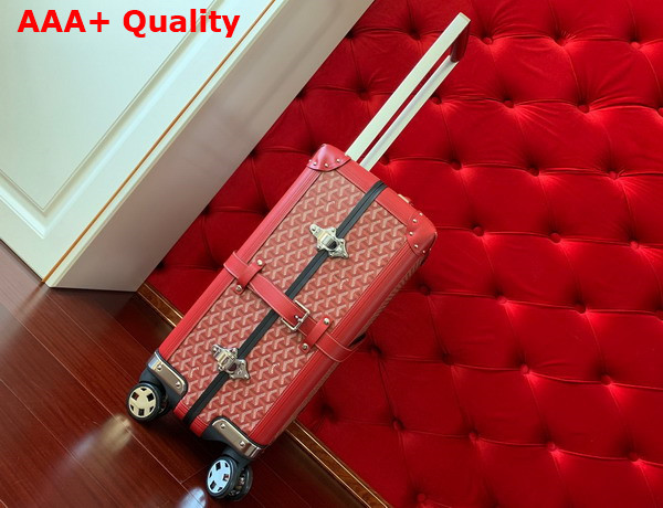 Goyard Bourget PM Trolley Case in Red Goyardine Canvas and Clamecy Cowhide Replica