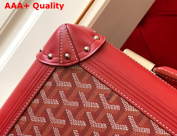 Goyard Bourget PM Trolley Case in Red Goyardine Canvas and Clamecy Cowhide Replica