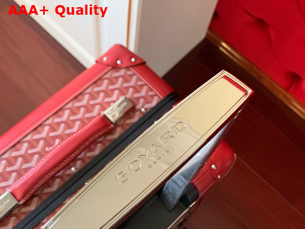 Goyard Bourget PM Trolley Case in Red Goyardine Canvas and Clamecy Cowhide Replica