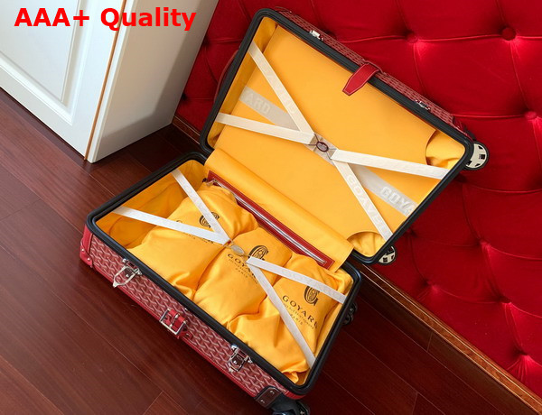 Goyard Bourget PM Trolley Case in Red Goyardine Canvas and Clamecy Cowhide Replica