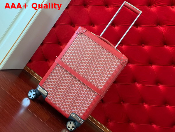 Goyard Bourget PM Trolley Case in Red Goyardine Canvas and Clamecy Cowhide Replica