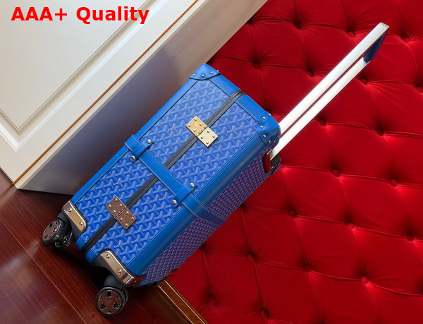 Goyard Bourget PM Trolley Case in Sky Blue Goyardine Canvas and Clamecy Cowhide Replica