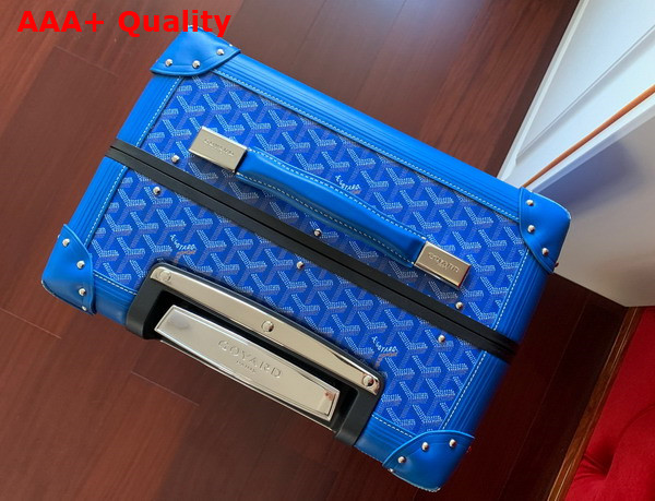 Goyard Bourget PM Trolley Case in Sky Blue Goyardine Canvas and Clamecy Cowhide Replica