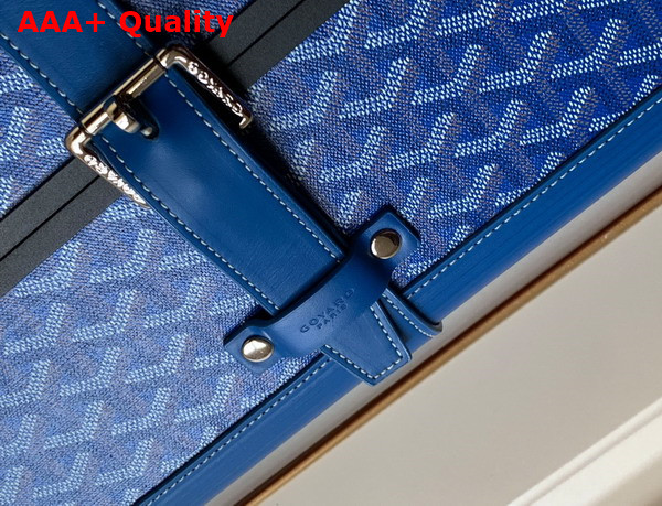 Goyard Bourget PM Trolley Case in Sky Blue Goyardine Canvas and Clamecy Cowhide Replica