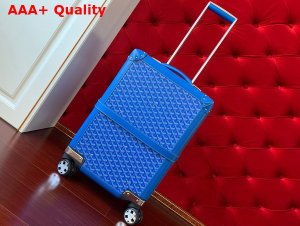 Goyard Bourget PM Trolley Case in Sky Blue Goyardine Canvas and Clamecy Cowhide Replica