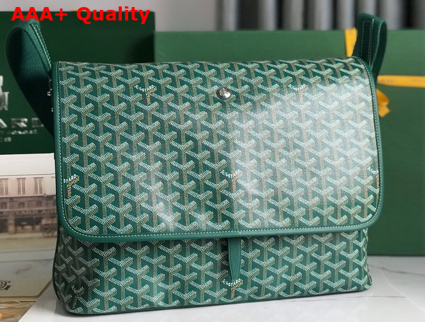 Goyard Capetien MM Messenger Bag in Green Goyardine Canvas and Chevroches Calfskin Replica