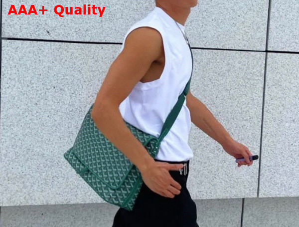 Goyard Capetien MM Messenger Bag in Green Goyardine Canvas and Chevroches Calfskin Replica