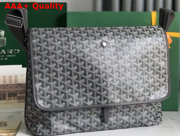 Goyard Capetien MM Messenger Bag in Grey Goyardine Canvas and Chevroches Calfskin Replica