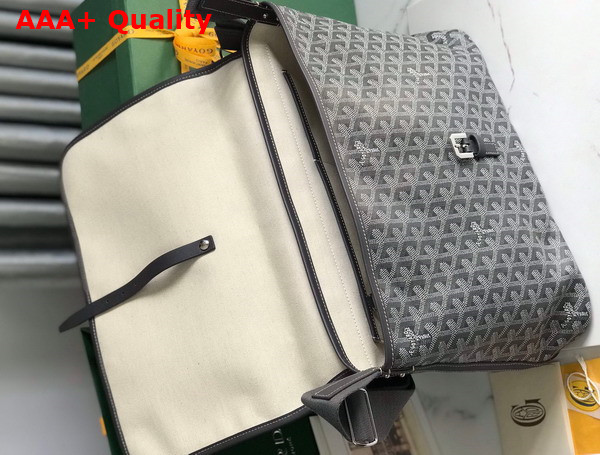 Goyard Capetien MM Messenger Bag in Grey Goyardine Canvas and Chevroches Calfskin Replica