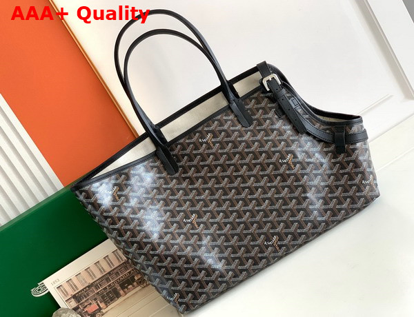 Goyard Chien Gris Bag in Black Goyardine Canvas and Chevroches Calfskin Replica