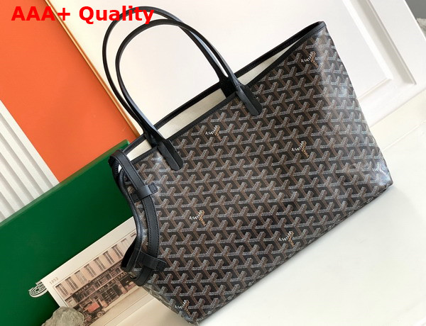 Goyard Chien Gris Bag in Black Goyardine Canvas and Chevroches Calfskin Replica