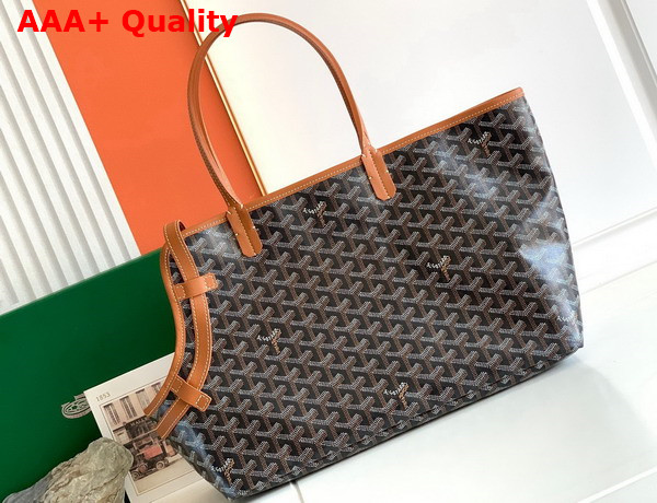 Goyard Chien Gris Bag in Black and Tan Goyardine Canvas and Chevroches Calfskin Replica