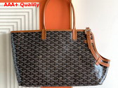 Goyard Chien Gris Bag in Black and Tan Goyardine Canvas and Chevroches Calfskin Replica