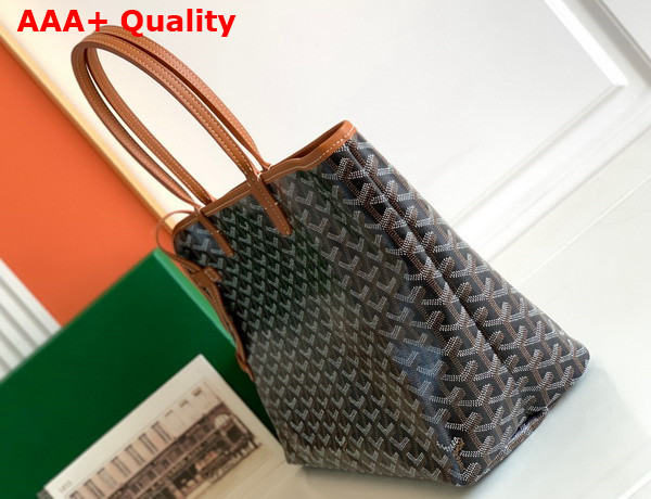 Goyard Chien Gris Bag in Black and Tan Goyardine Canvas and Chevroches Calfskin Replica