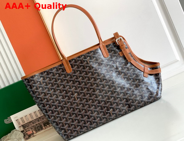 Goyard Chien Gris Bag in Black and Tan Goyardine Canvas and Chevroches Calfskin Replica