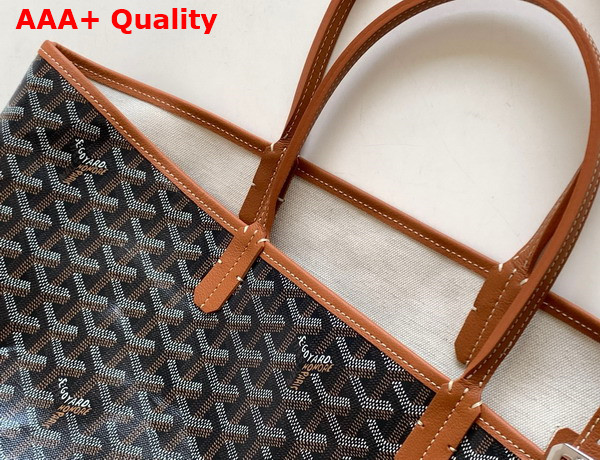 Goyard Chien Gris Bag in Black and Tan Goyardine Canvas and Chevroches Calfskin Replica